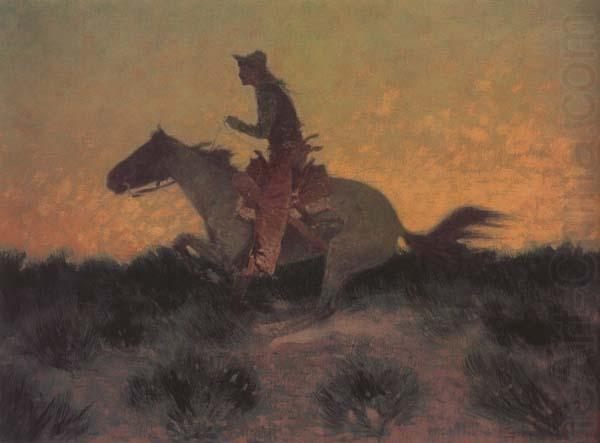 Frederic Remington Against htte Sunset (mk43) china oil painting image